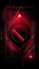 Wall Mural - Geometric shapes floating with red light in dark void, creating modern tech abstract background