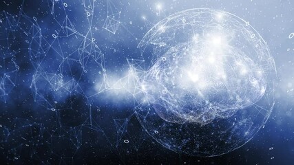 Wall Mural - looped bright glow digital sphere with brain animation. concept futuristic science background.
