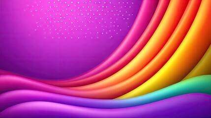 Sticker - abstract rainbow waves on purple background