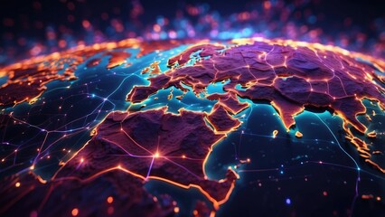 A digital illustration of a global network,