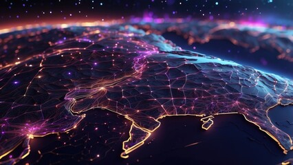 A digital illustration of a global network,