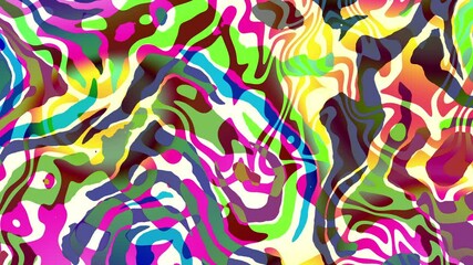 Fototapete - Colorful abstract psychedelic fluid background for summer music festival. Loop VJ background