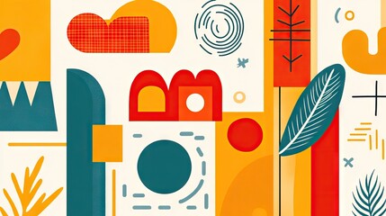 Sticker - abstract shapes, vibrant colors, geometric patterns