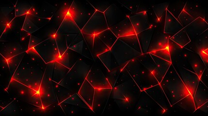 Wall Mural - abstract fractured black surface with red glowing lines