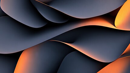 Sticker - abstract curving forms interweave, illuminated by warm highlights creating depth, texture on plain b