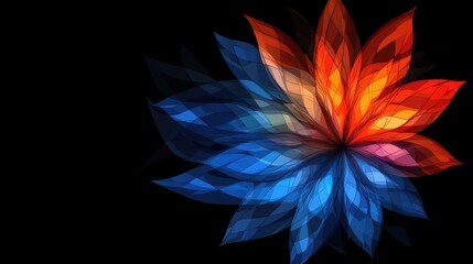 Sticker - abstract vibrant flower design on black background