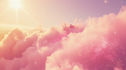 Wall Mural - pink cloud sunset aerial view