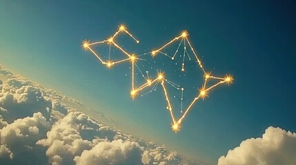 Sticker - golden constellation above clouds