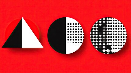 Wall Mural - abstract shapes on red background