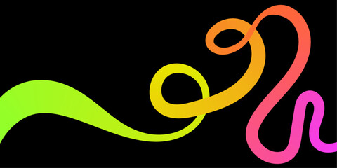Leinwandbilder - Abstract wavy shape with rainbow gradient. Vector squiggles line wave isolated on a back background with copy space. Rainbow ribbon flowing in dynamic curve