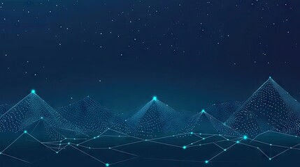 Sticker - abstract digital mountains at night