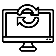 Wall Mural - computer monitor displaying a refresh icon, ideal for illustrating technology, updating software, or