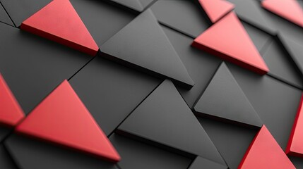 Wall Mural - abstract geometric pattern of black and red triangles
