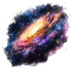 Wall Mural - A Colorful Spiral Galaxy Is Surrounded By Dark Space and Stars