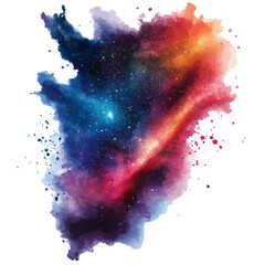 Wall Mural - A colorful celestial watercolor illustration featuring stars and galaxies
