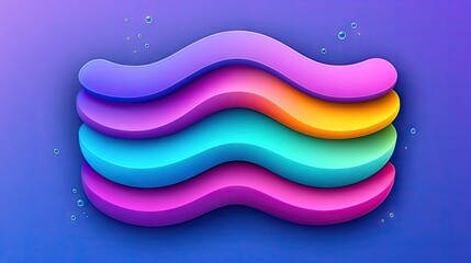 Sticker - colorful wavy layers on a gradient background