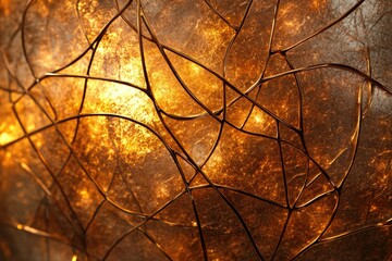 Poster - Illuminated golden latticework, intricate design, glowing amber texture.