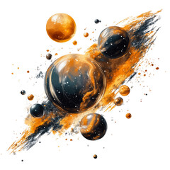 Wall Mural - An abstract illustration displaying celestial spheres with cosmic background elements