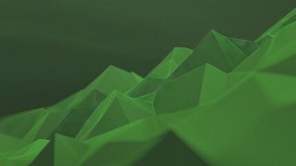Wall Mural - Green Polygon Landscape 3D mesh background for website banner or presentation