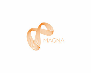 Wall Mural - Abstract logo. Creative wave mesh logotype. Unusual number 8 infinity sign.  illustration.