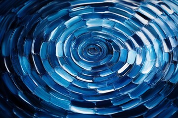Poster - Abstract circular pattern created with various shades of blue paints resembling water ripples