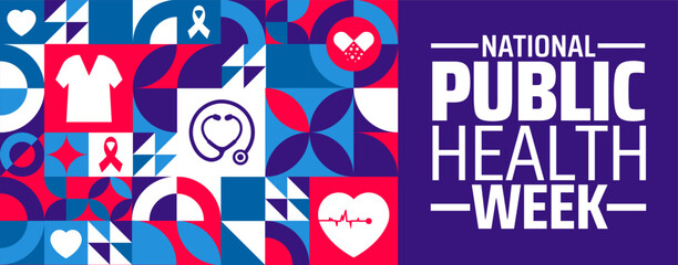 Wall Mural - national public health week geometric shape pattern background banner or poster design template. obs