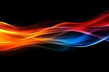 Aufkleber - Vibrant abstract waves of color flowing seamlessly against a black background