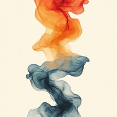 Poster - Abstract Ribbon of Color: A Minimalist Illustration of Intertwined Blue and Orange Hues on Soft White