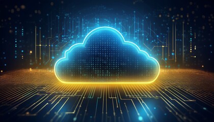 Digital informational technology web futuristic hologram with cloud icon