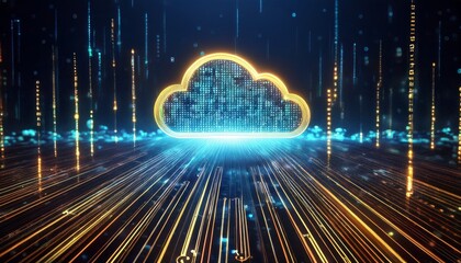 Digital informational technology web futuristic hologram with cloud icon