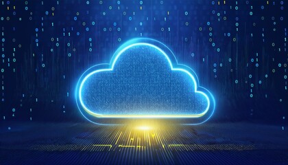 Digital informational technology web futuristic hologram with cloud icon