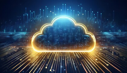 Digital informational technology web futuristic hologram with cloud icon