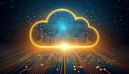 Digital informational technology web futuristic hologram with cloud icon