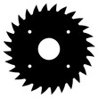 © Arnob - saw blade black silhouette vector, Simple silhouette Design vector icon with white background.