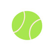 © AliEyphan - Icon of green ball with stripe, big tennis equipmant with round, athletic inventory for fitness training, racket sport inventory with sphere form, athletic tool to play court game vector illustration.