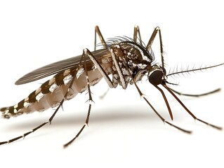 close-up of mosquito on white background