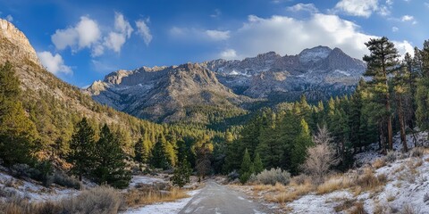 mount charleston, nevada. spring landscape with forest trees along the charleston mountain road