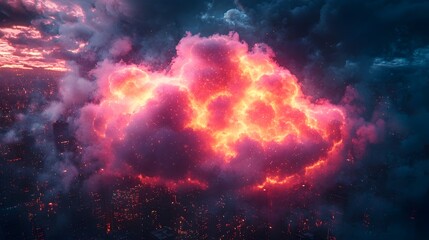 Wall Mural - celestial cloud of illuminated data spheres