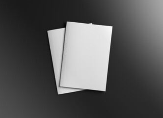Wall Mural - two isolated magazine covers mockup on black background with soft shadows. 3d rendering