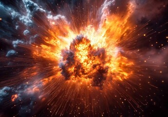 Wall Mural - The beauty of a fiery eruption scattered across the universe.
