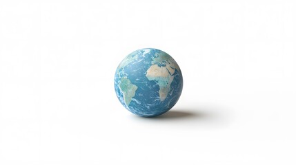 blue earth with detailed continents on a clean white background representing global awareness and en