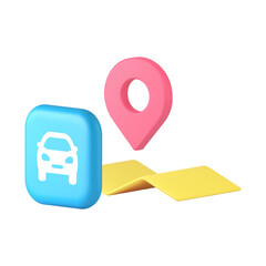 Wall Mural - travel by car map location navigation gps destination 3d icon realistic vector illustration. automob