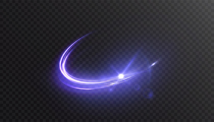 Fototapete - Dynamic blue lines of light with glow effect. Rotating light shiny half rings. Abstract sparkling dynamic light speed lines. Vector 10 EPS	