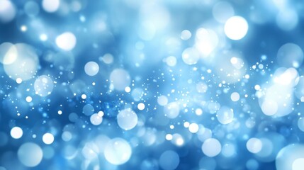 Wall Mural - Blurry and glowing white orbs floating in a blue background