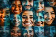 © Sergej Gerasimov - Bright digital collage of diverse smiling faces highlighting human connection and technology themes