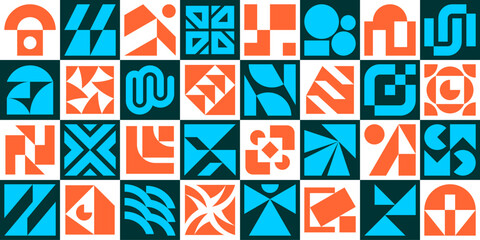 Wall Mural - abstract geometric pattern. geometric icons design elements. trendy minimalist basic figures