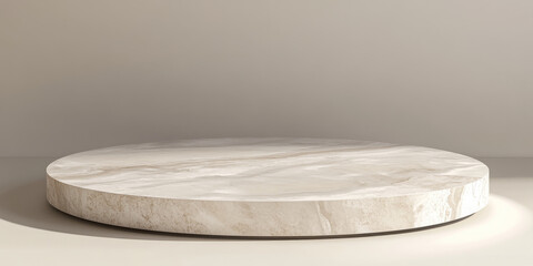 Wall Mural - a minimalist 3d background featuring an elegant, circular podium made of polished marble. the soft a
