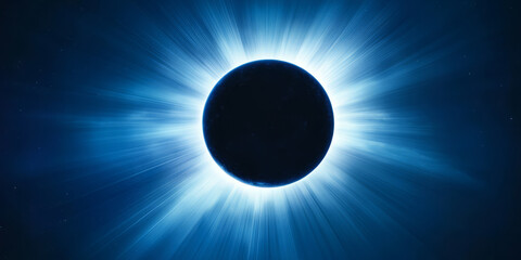 a cosmic 3d background featuring a celestial eclipse, where a massive dark planet blocks the sun, cr
