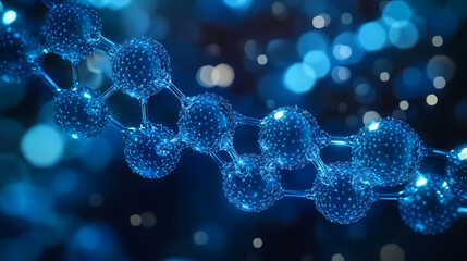 3D Molecular Structure with Blue Balls