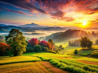 Wall Mural - High-resolution nature photo: subtle grain texture, landscape background.